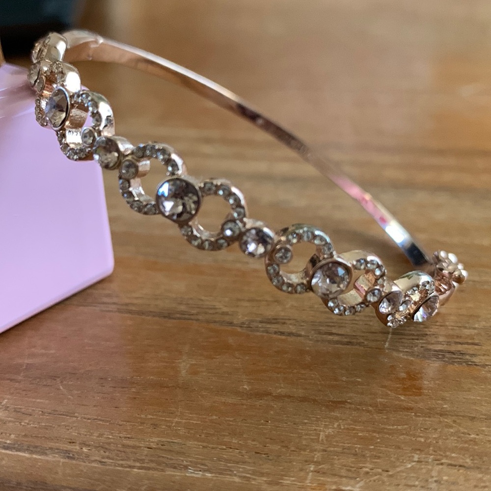 Givenchy rose gold hinged bangle chain design pink crystals